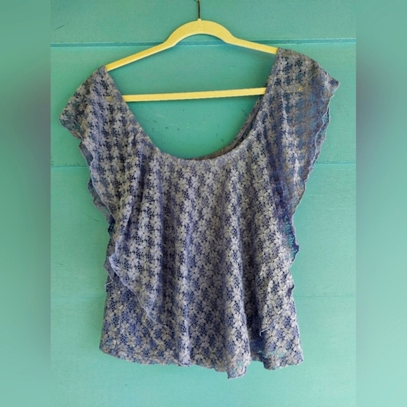 American Rag Tops - Off The Shoulder Ruffle Top in Periwinkle